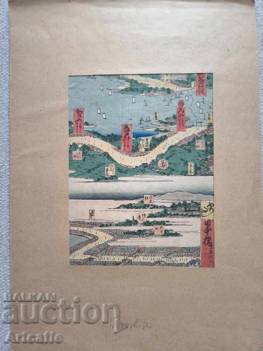 Original Old Color Wooden Print Hiroshige Original Old Color Wooden Print Hiroshige