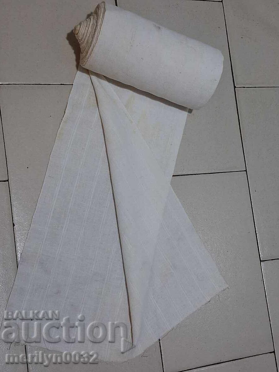 Hand-woven white fabric roll for dowry, double width - 7