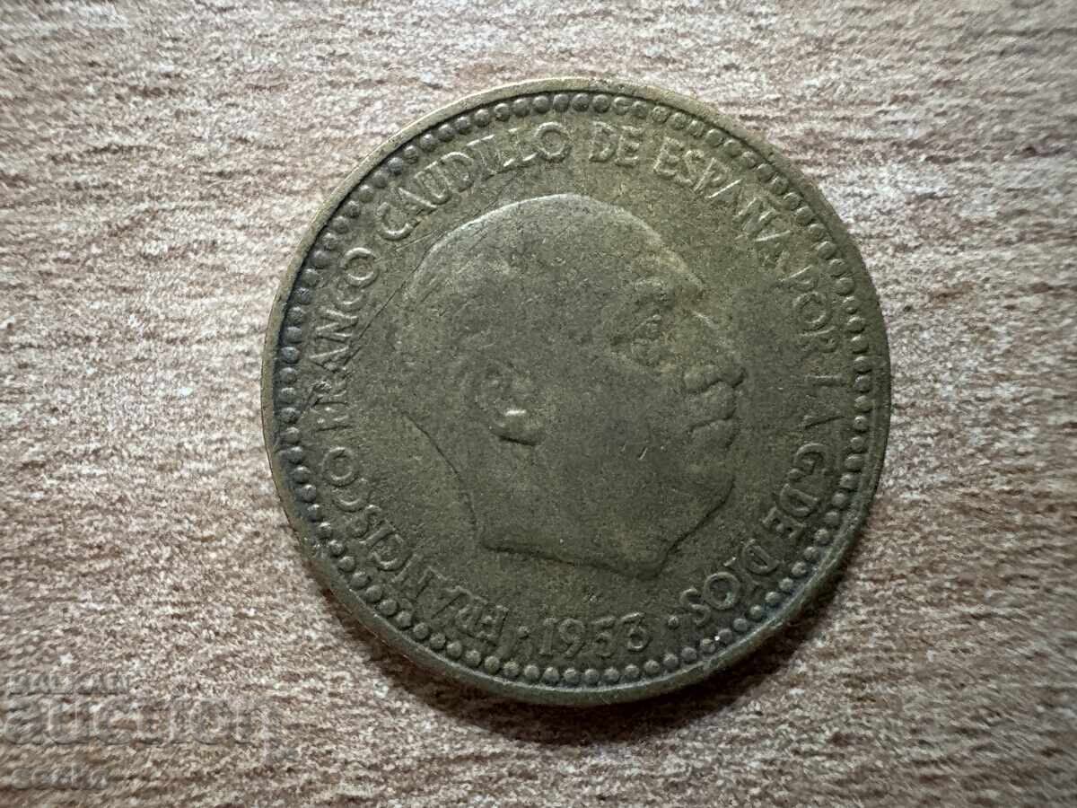 Spain - 1 Peseta (1953) (62) with price 0.50 BGN | € 0.26