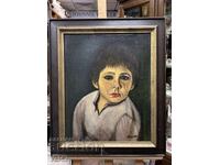 Reproduction "The Crying Boy" - oil paints on print