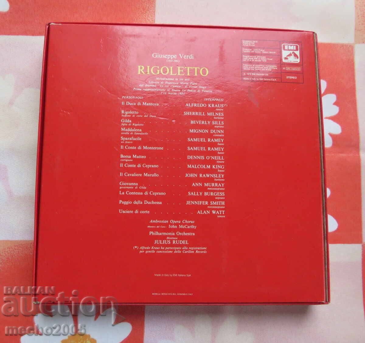 АЛБУМ АУДИО КАСЕТИ ДЖУЗЕПЕ ВЕРДИ- РИГУЛЕТО 1979 г с цена 20.00 лв. | € 10.23 АЛБУМ АУДИО КАСЕТИ ДЖУЗЕПЕ ВЕРДИ- РИГУЛЕТО 1979 г с цена 20.00 лв. | € 10.23