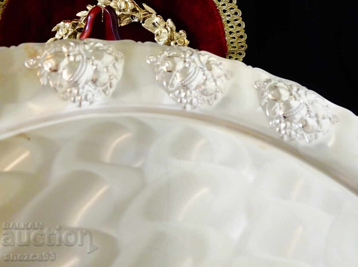 Δημοπρασία Ασημένιο δίσκος Quist 33 εκ., ανάγλυφα φρούτα