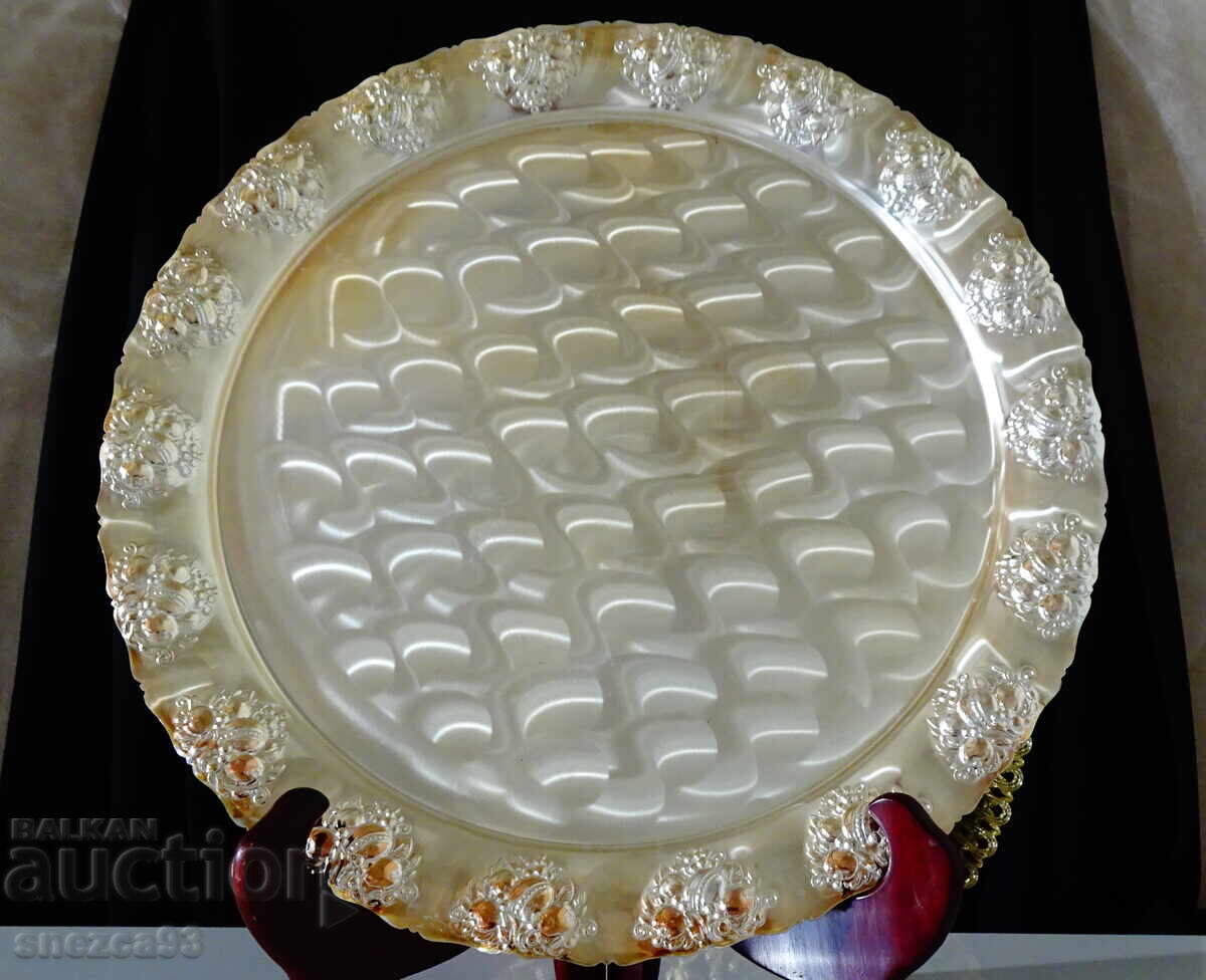 Ασημένιο δίσκος Quist 33 εκ., ανάγλυφα φρούτα