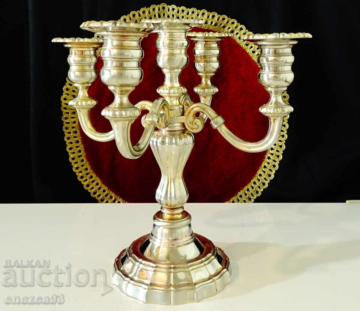 Ασημένιο κηροπήγιο πεντάδα, 1.6 κιλά, βικτοριανό με τιμή 199.00 BGN | € 101.75