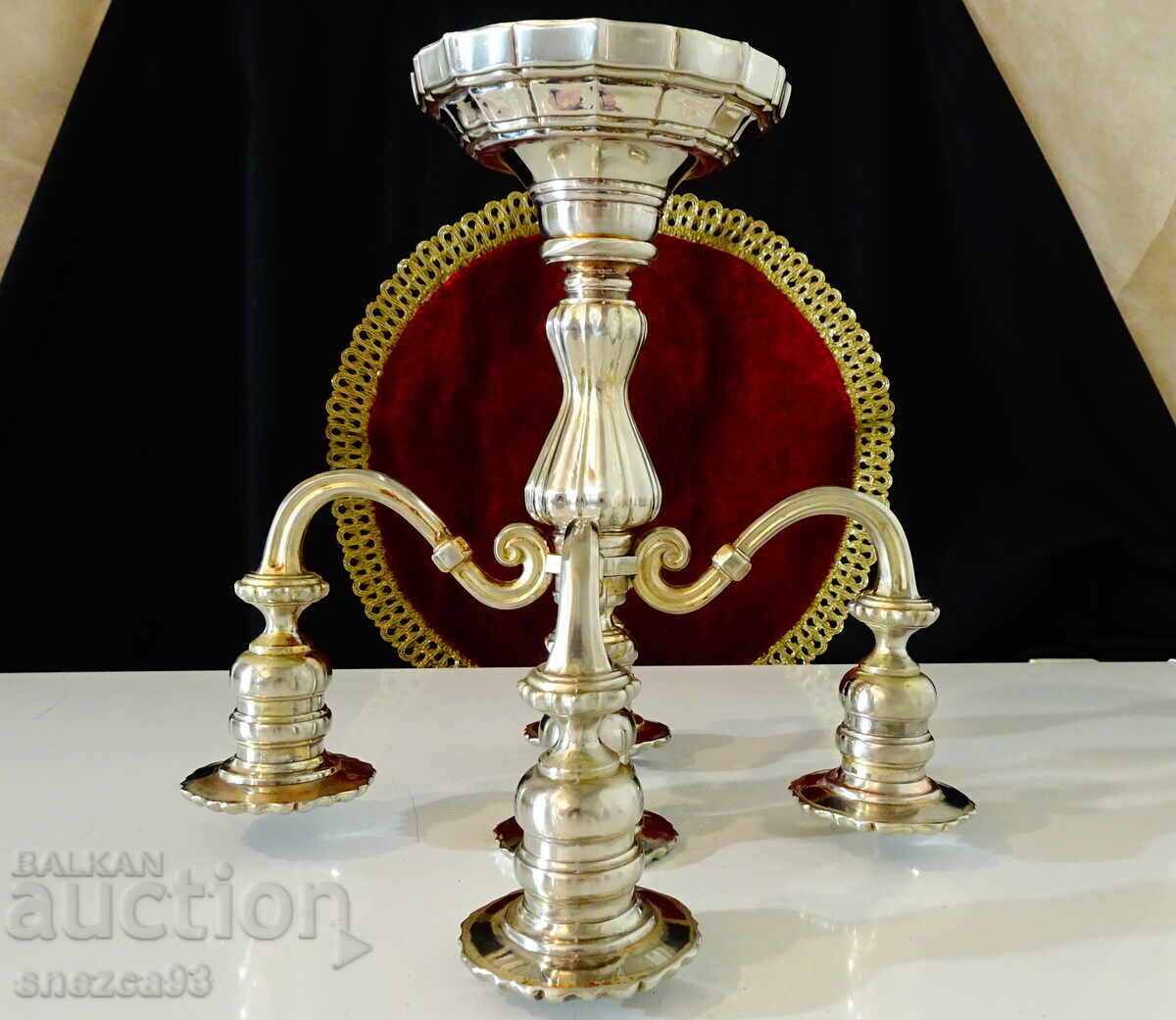 Παράδοση Ασημένιο κηροπήγιο πεντάδα, 1.6 κιλά, βικτοριανό