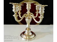 Sfeșnic argintat cu cinci brațe, 1.6 kg, victorian