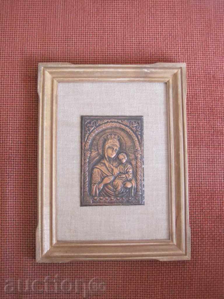Copper icon of the Virgin Copper icon of the Virgin