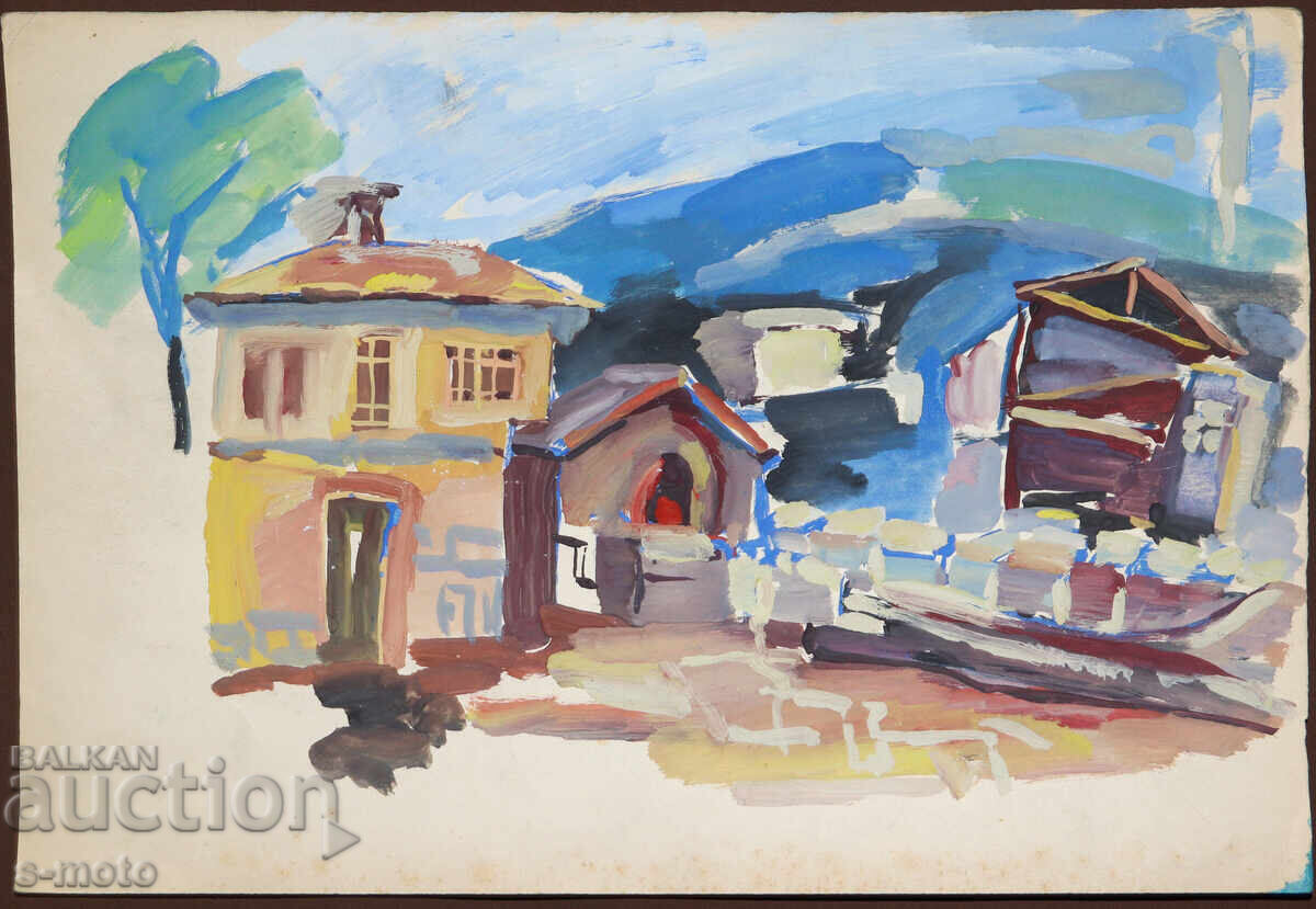 Old painting, rural landscape with price 140.00 BGN | € 71.58