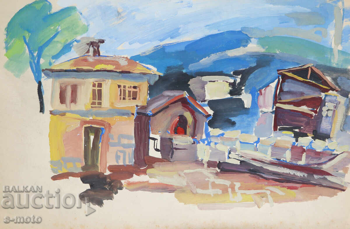 Auction  Old painting, rural landscape