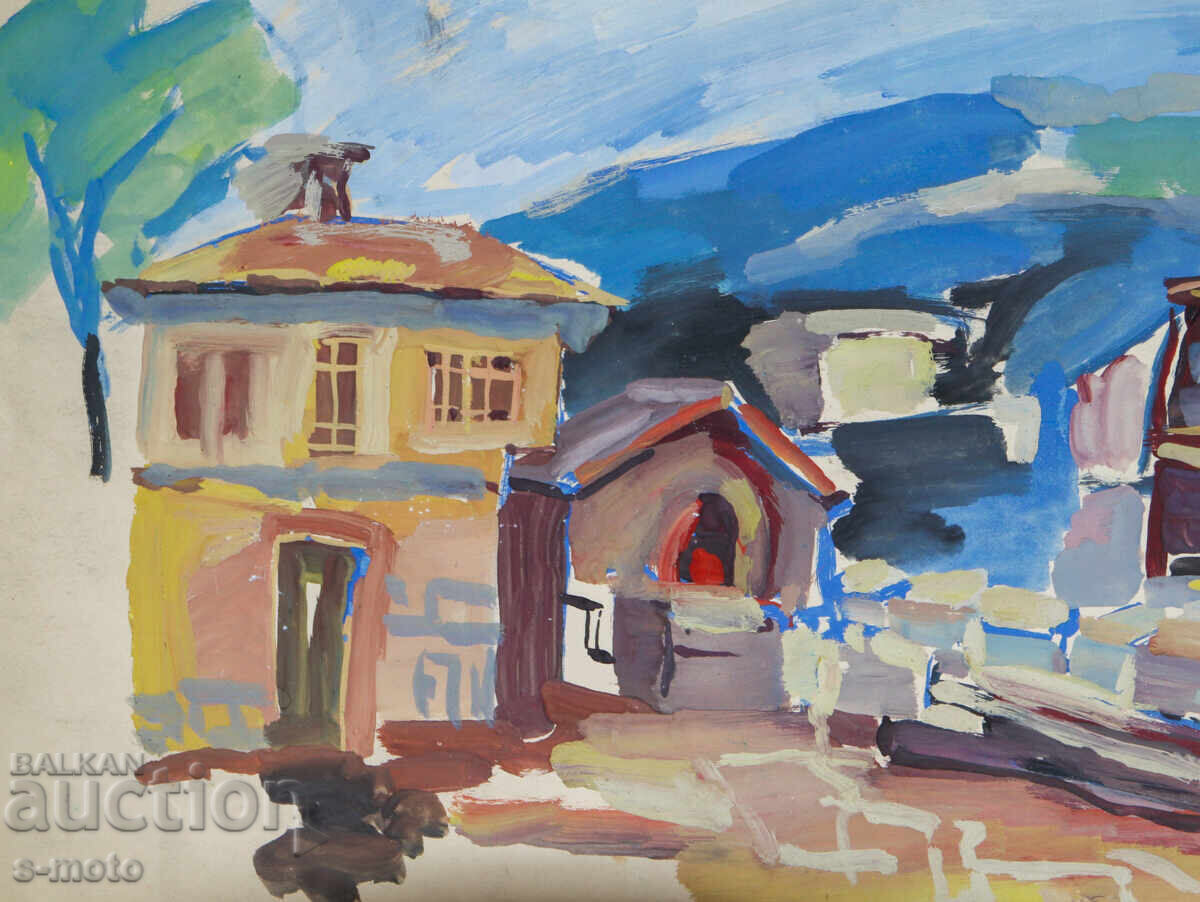 Delivery of Old painting, rural landscape