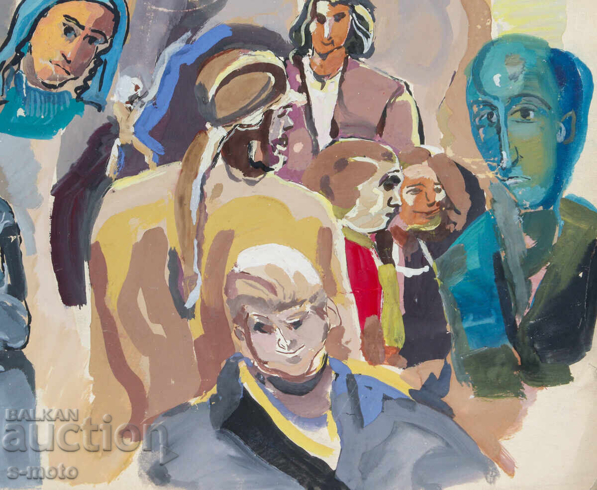 Παλαιός πίνακας με φιγούρες, σύνθεση, πορτρέτο - 5