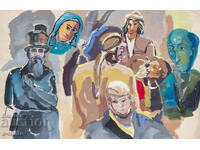 Old painting, figurative composition, portrait