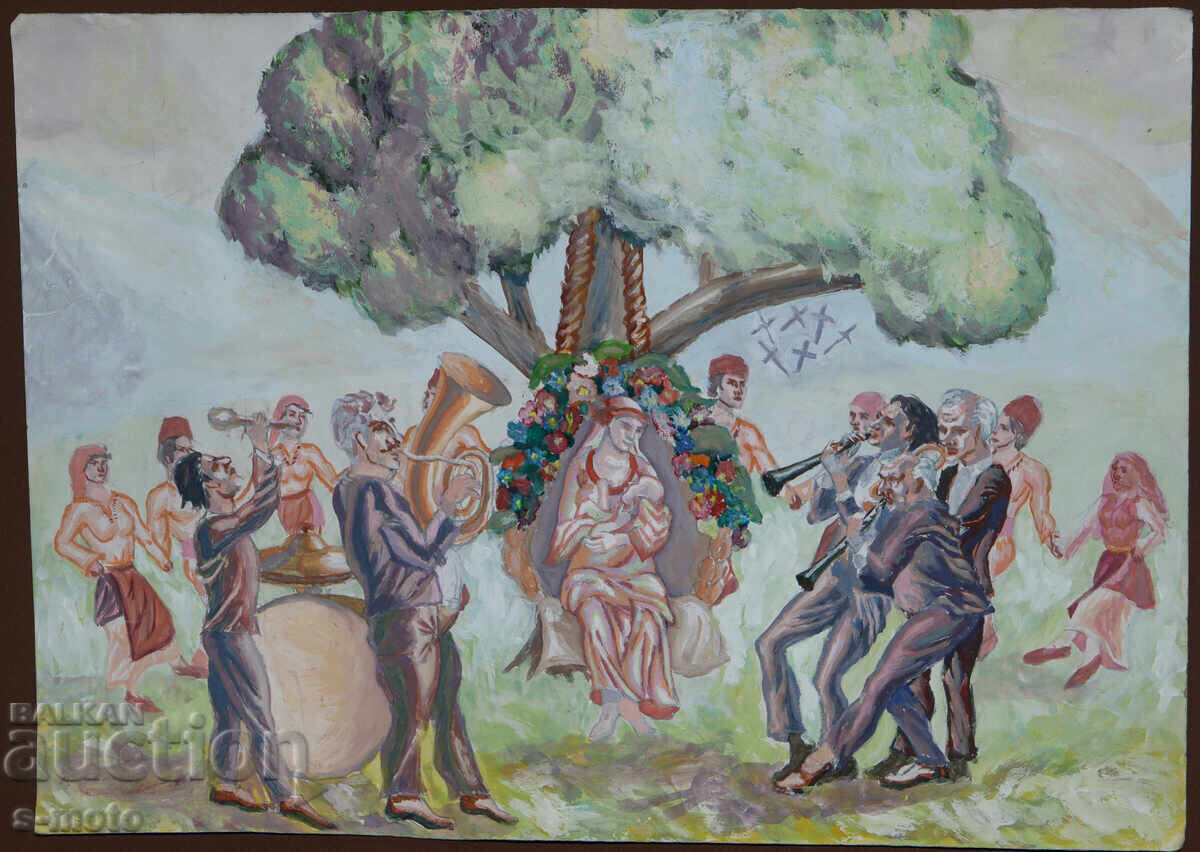 Old painting, figurative composition with price 200.00 BGN | € 102.26 Old painting, figurative composition with price 200.00 BGN | € 102.26