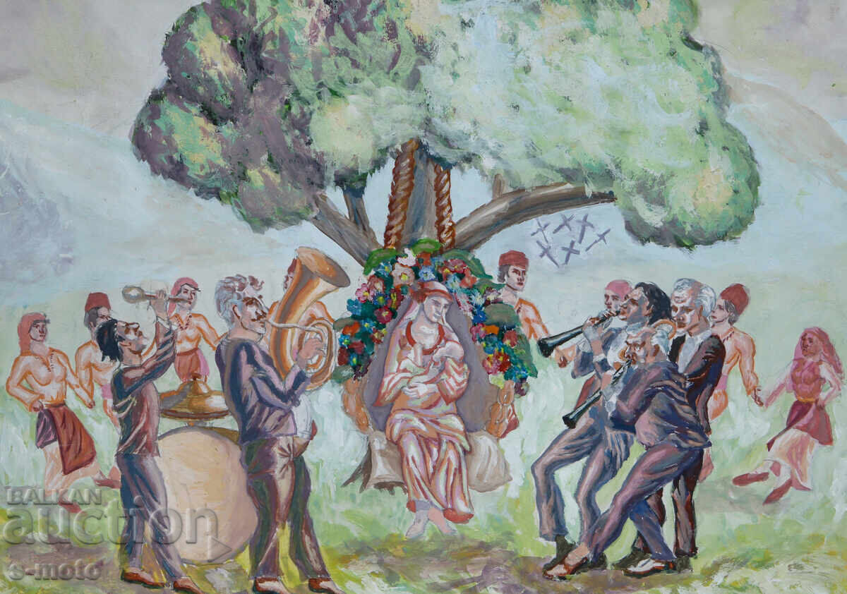 Delivery of Old painting, figurative composition Delivery of Old painting, figurative composition