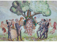 Old painting, figurative composition