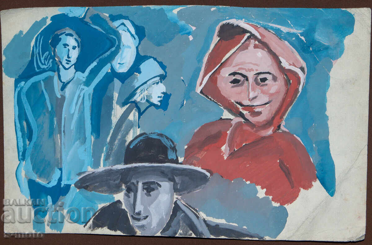 Παλαιός πίνακας με φιγούρες, σύνθεση, πορτρέτο με τιμή 140.00 BGN | € 71.58