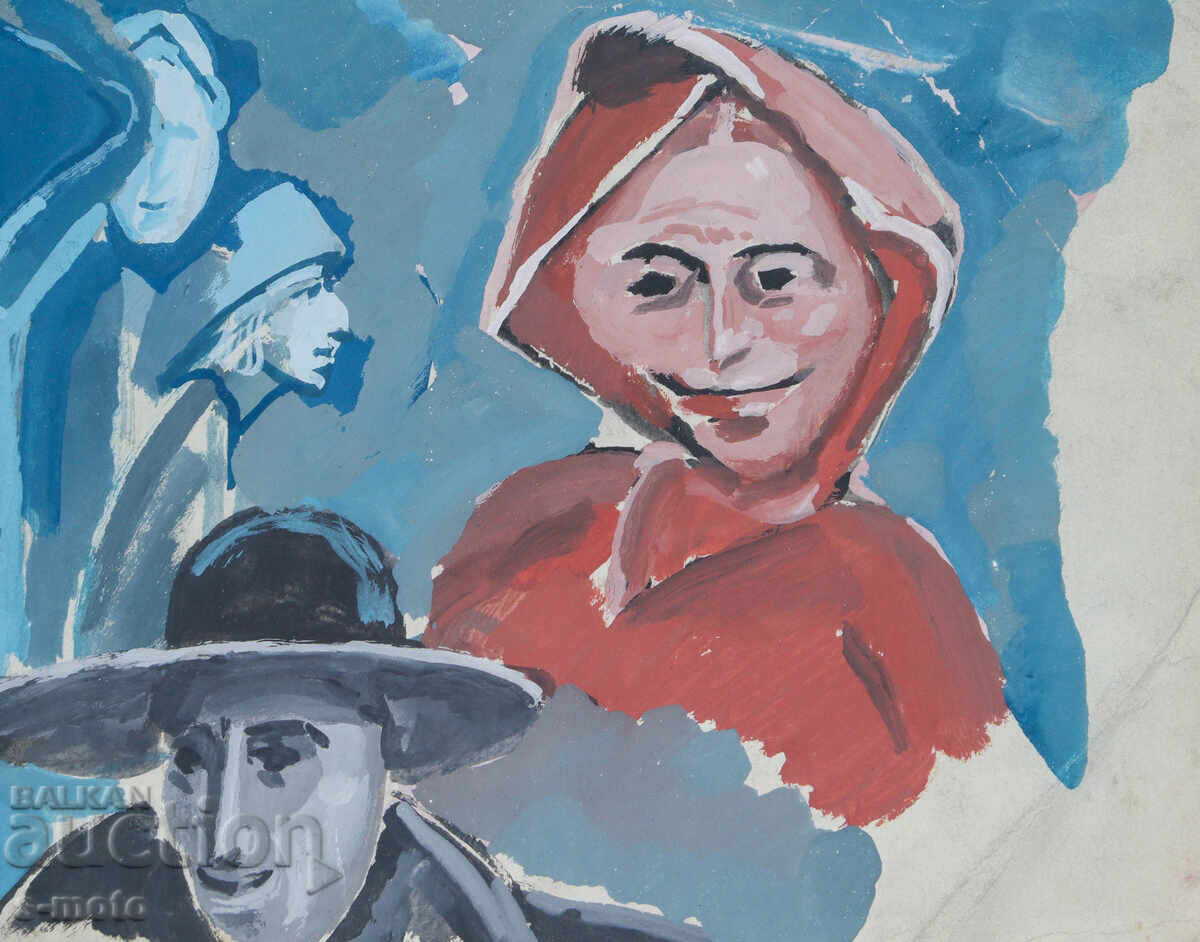 Παλαιός πίνακας με φιγούρες, σύνθεση, πορτρέτο - 5