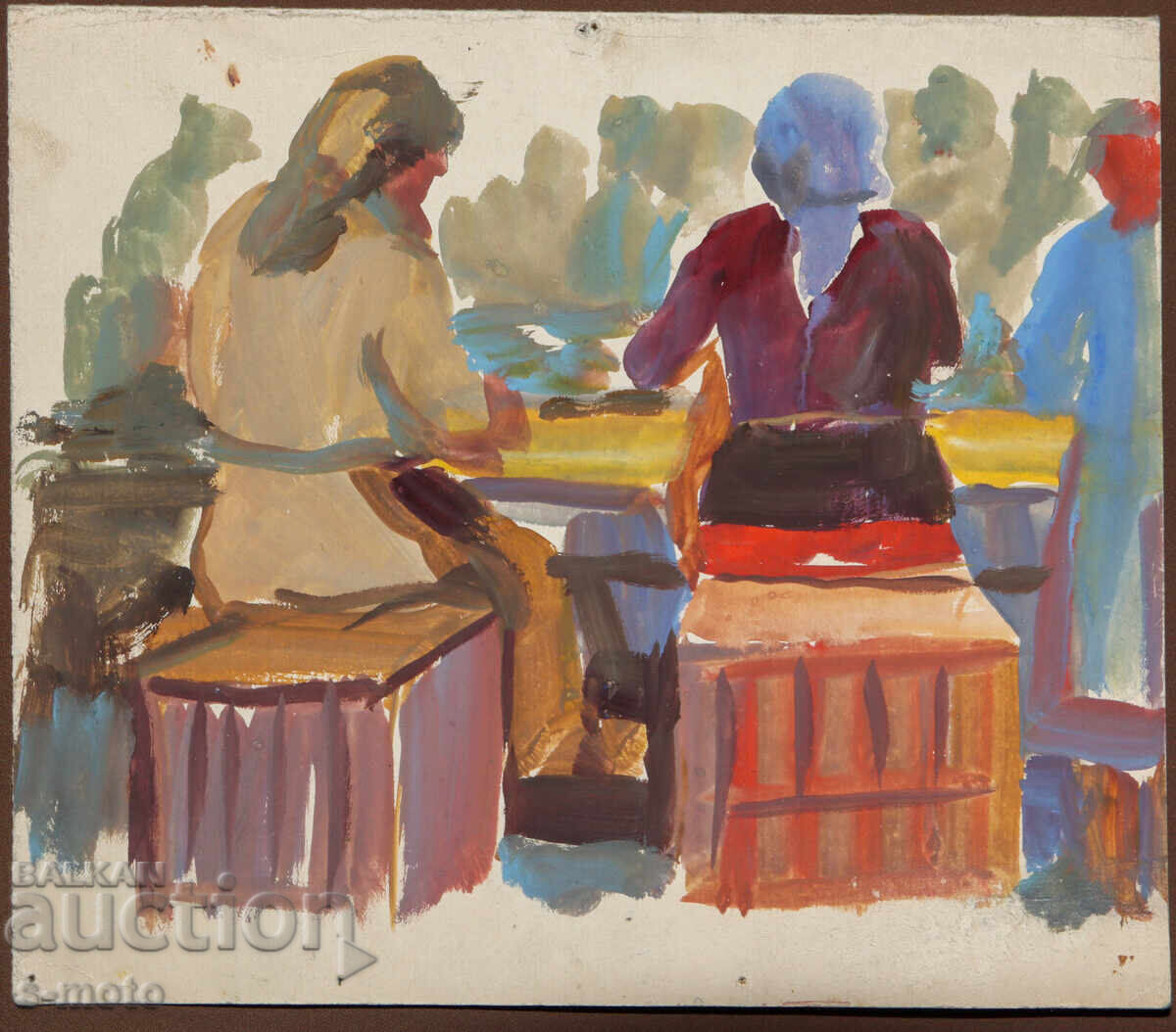 Tablou vechi compoziție figurativă portret cu preț 140.00 BGN | € 71.58