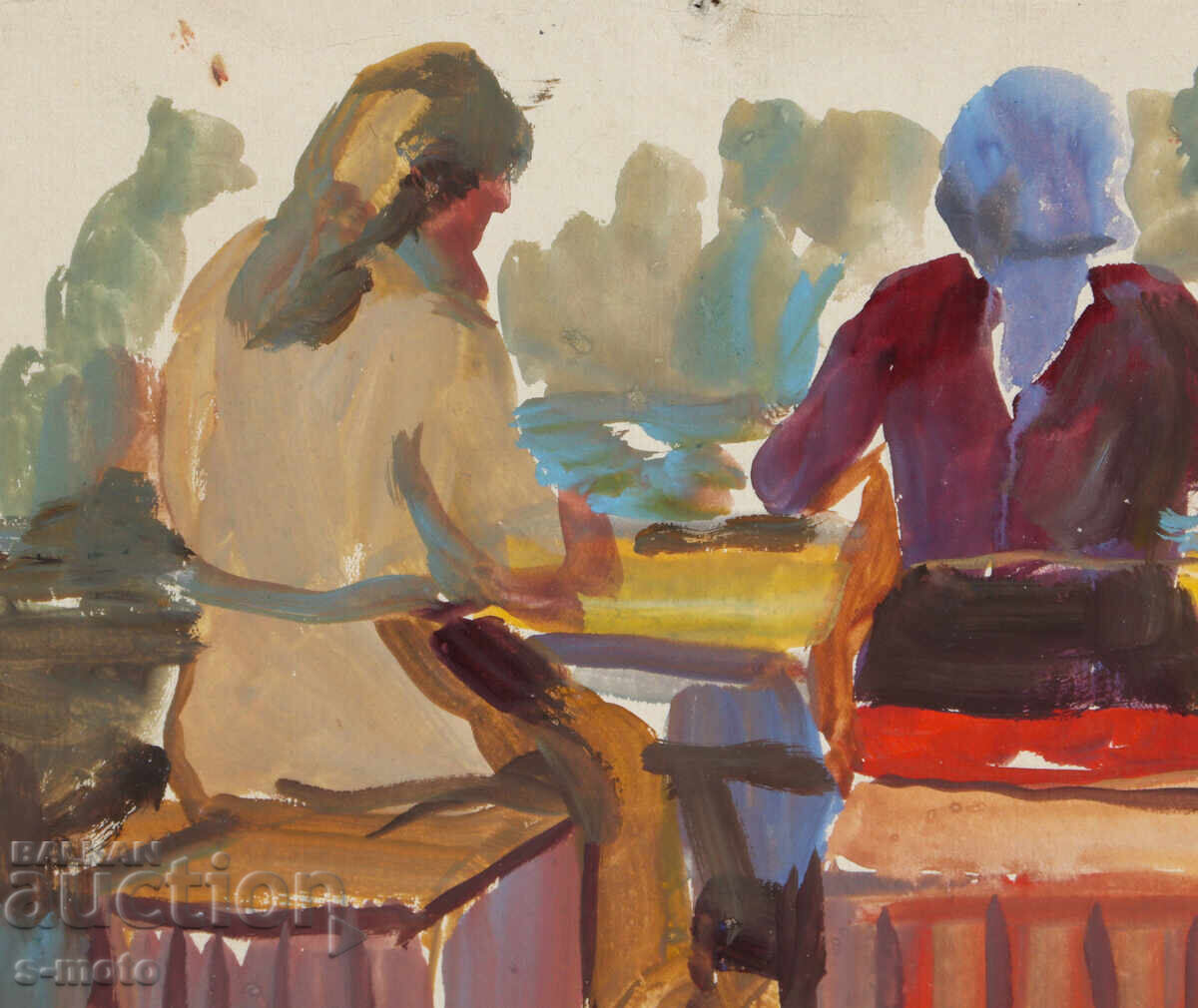 Livrarea Tablou vechi compoziție figurativă portret