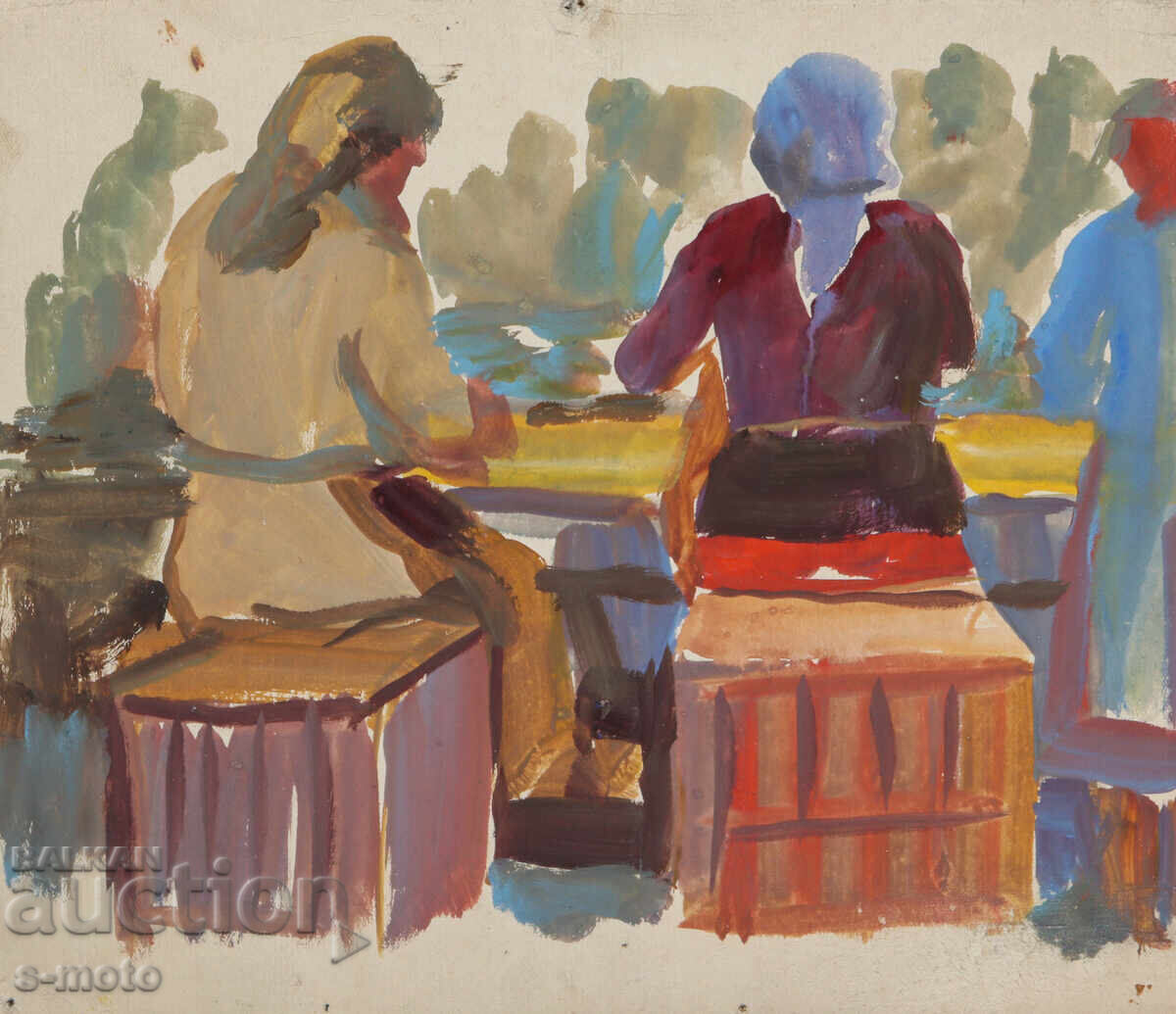 Tablou vechi compoziție figurativă portret