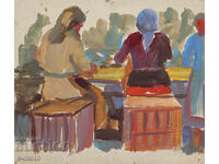 Παλαιός πίνακας με φιγούρες, σύνθεση, πορτρέτο