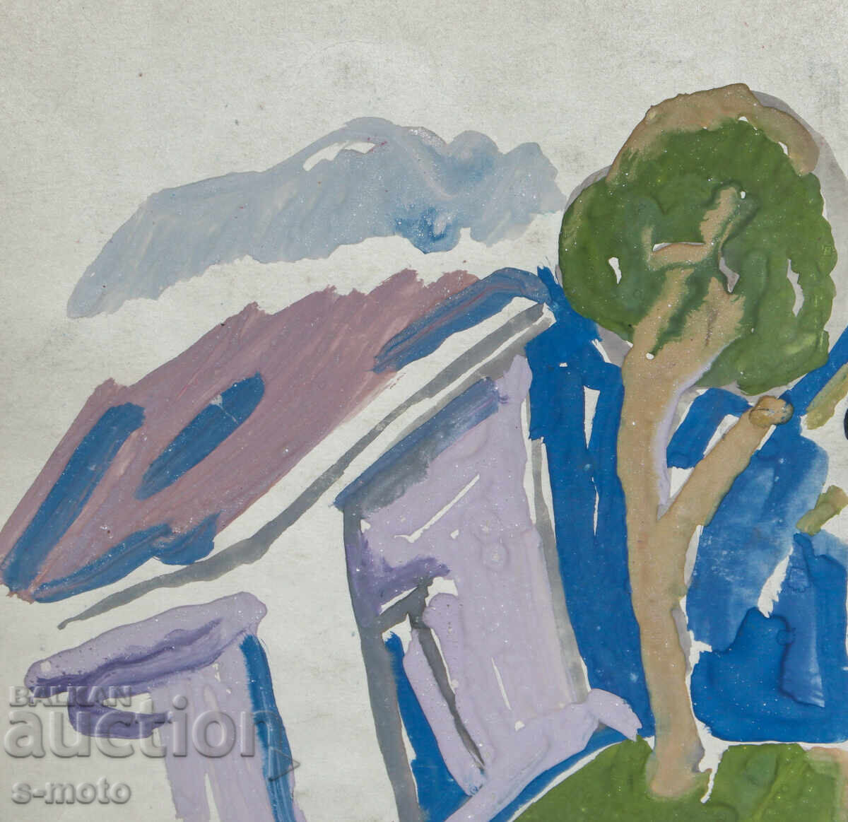 Delivery of Old painting, rural landscape