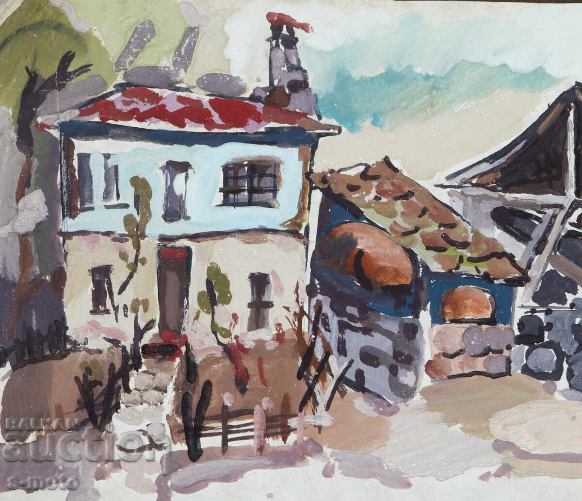 Доставка на Стара картина селски пейзаж Доставка на Стара картина селски пейзаж