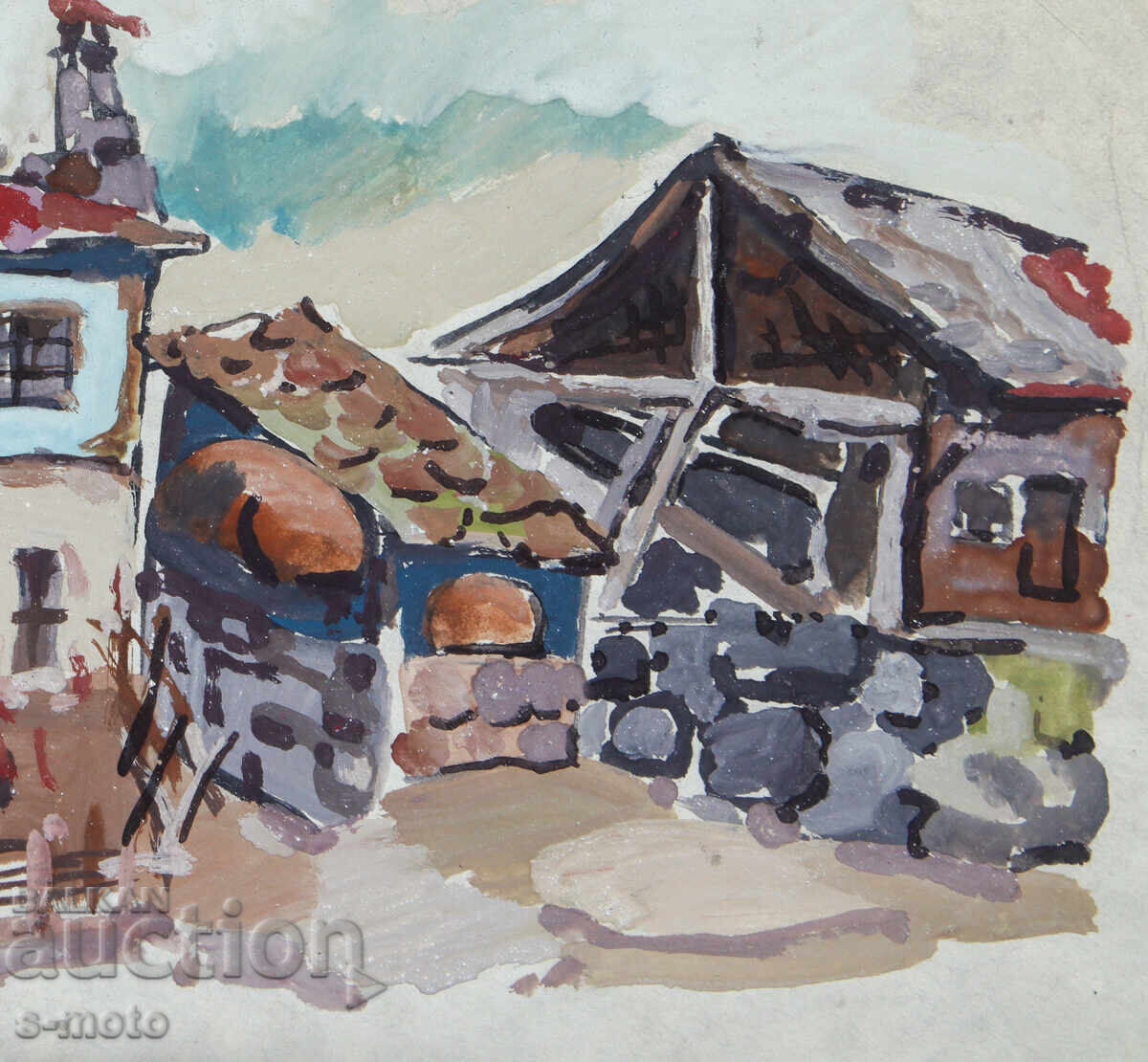 Стара картина селски пейзаж - 5 Стара картина селски пейзаж - 5