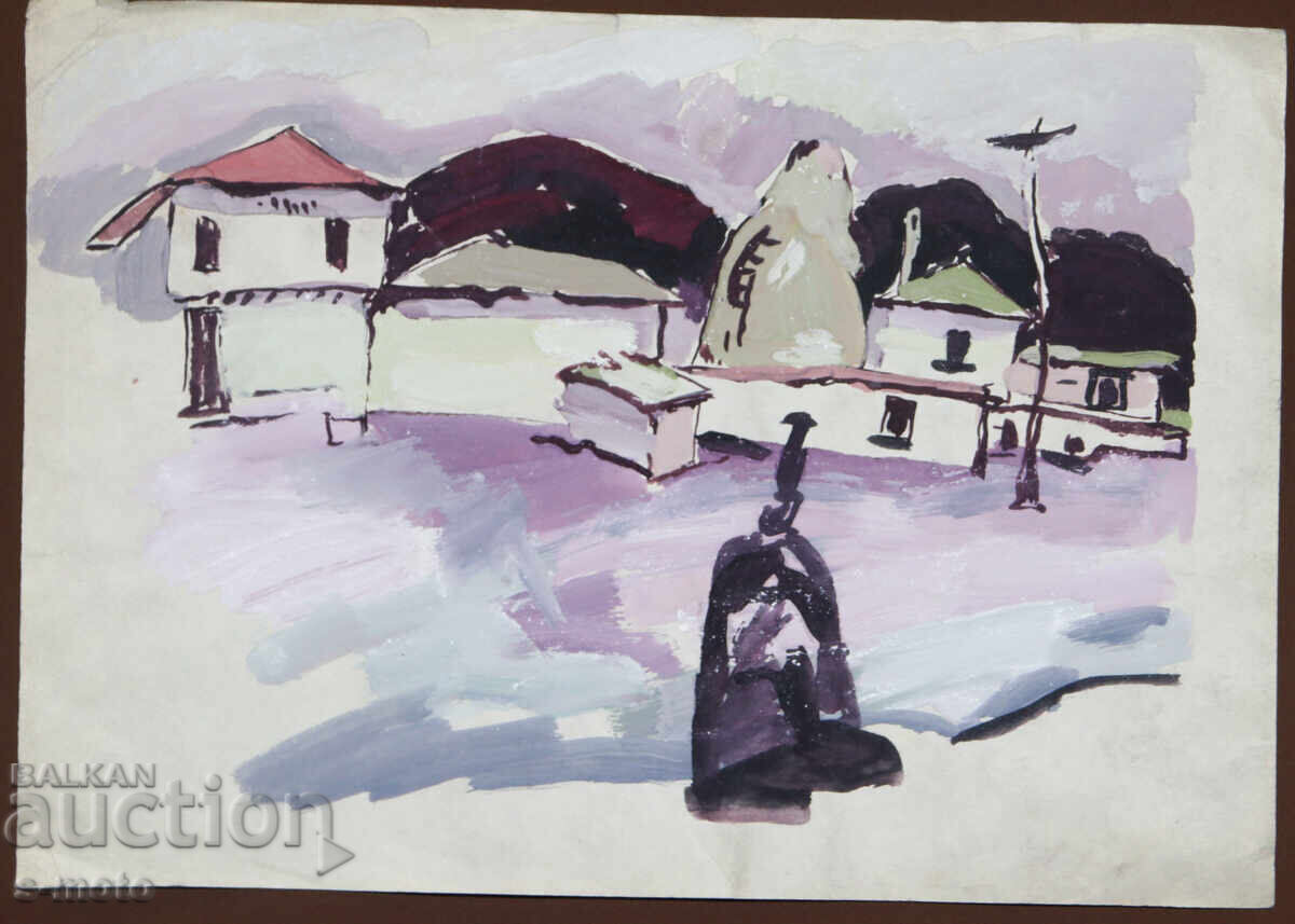 Παλιός πίνακας αγροτικού τοπίου με τιμή 140.00 BGN | € 71.58