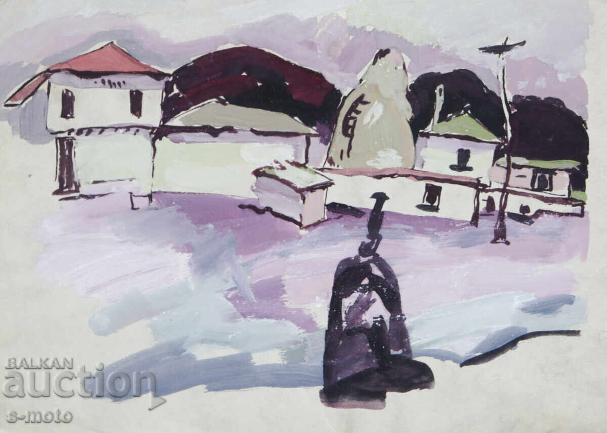 Δημοπρασία Παλιός πίνακας αγροτικού τοπίου