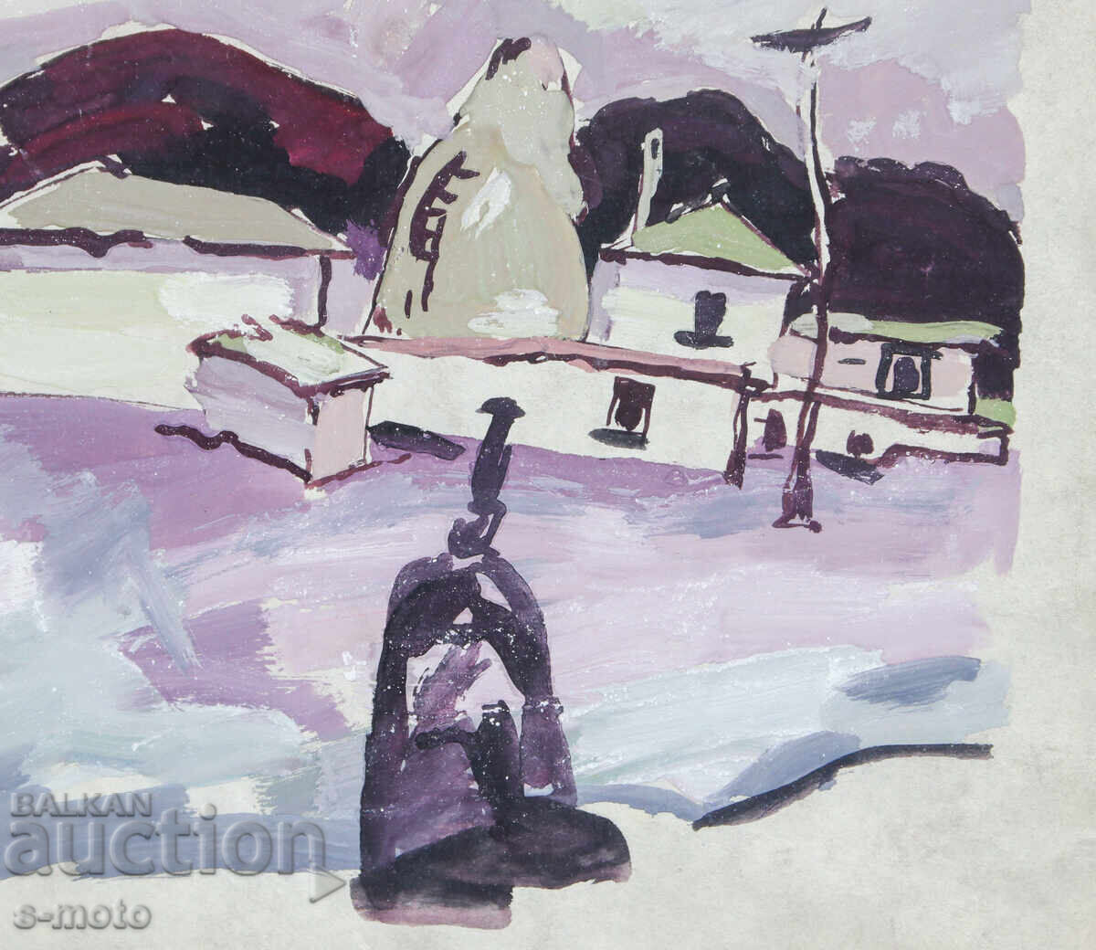 Παλιός πίνακας αγροτικού τοπίου - 5