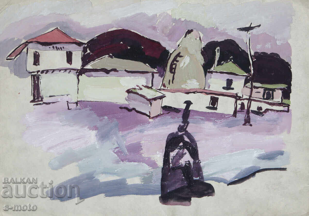 Παλιός πίνακας αγροτικού τοπίου