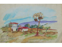 Old painting, rural landscape