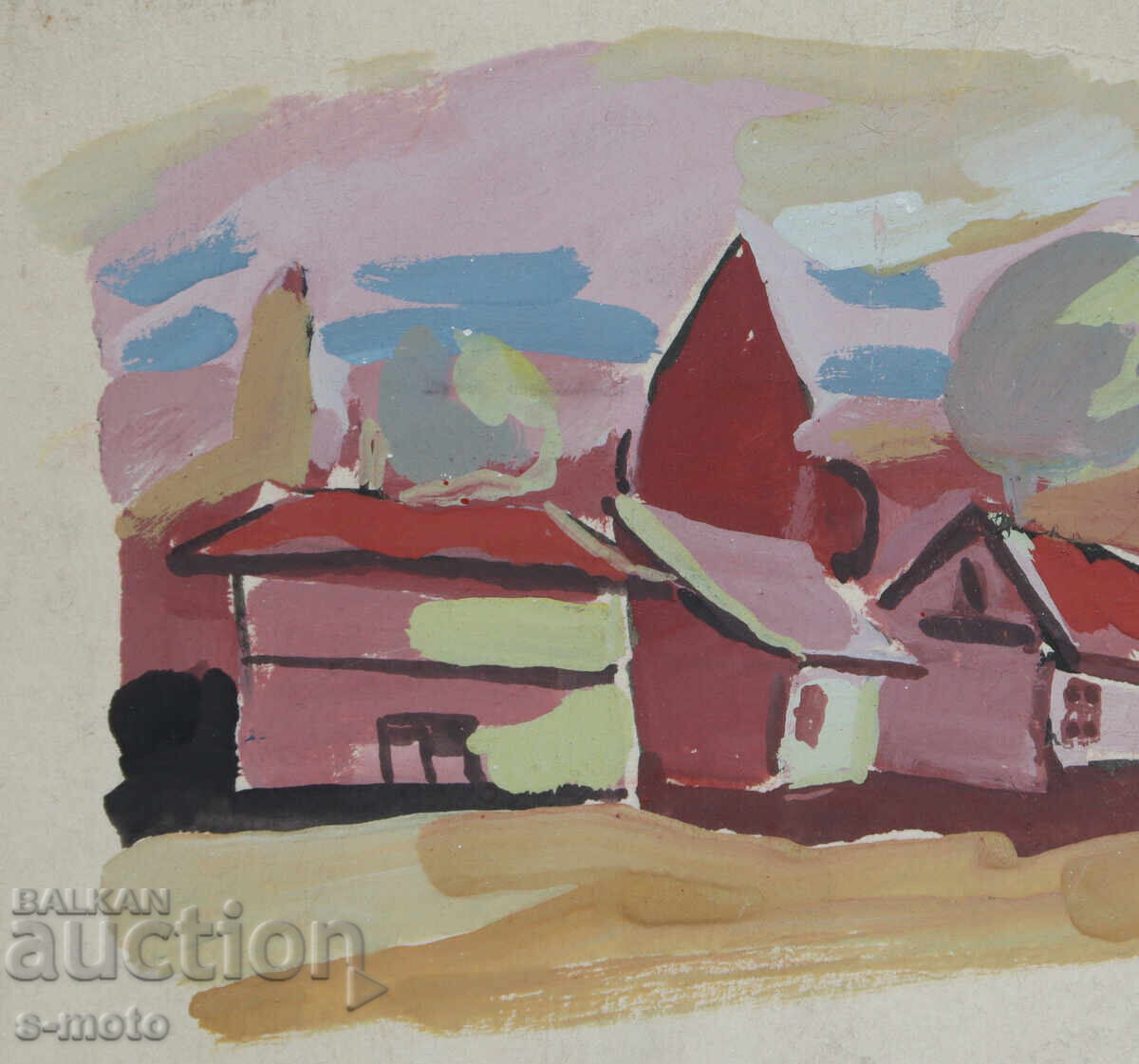 Delivery of Old painting, rural landscape