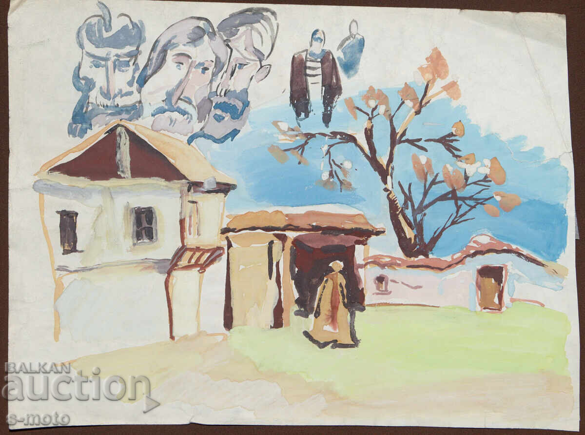 Old painting, rural landscape with price 140.00 BGN | € 71.58