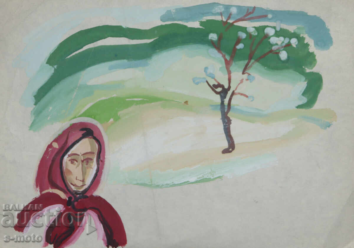 Παλιός πίνακας αγροτικού τοπίου με τιμή 140.00 BGN | € 71.58