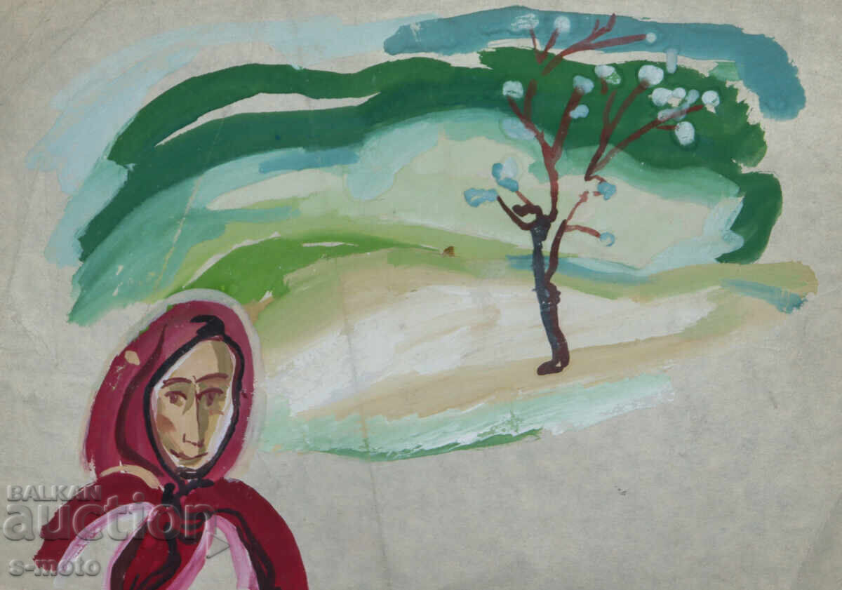 Παλιός πίνακας αγροτικού τοπίου