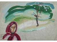 Old painting, rural landscape