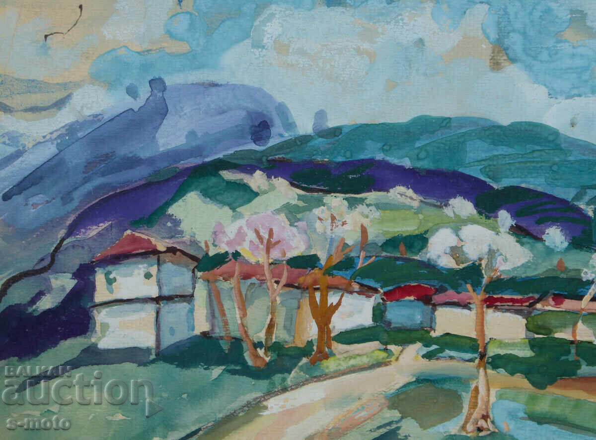 Delivery of Old painting of a mountain landscape