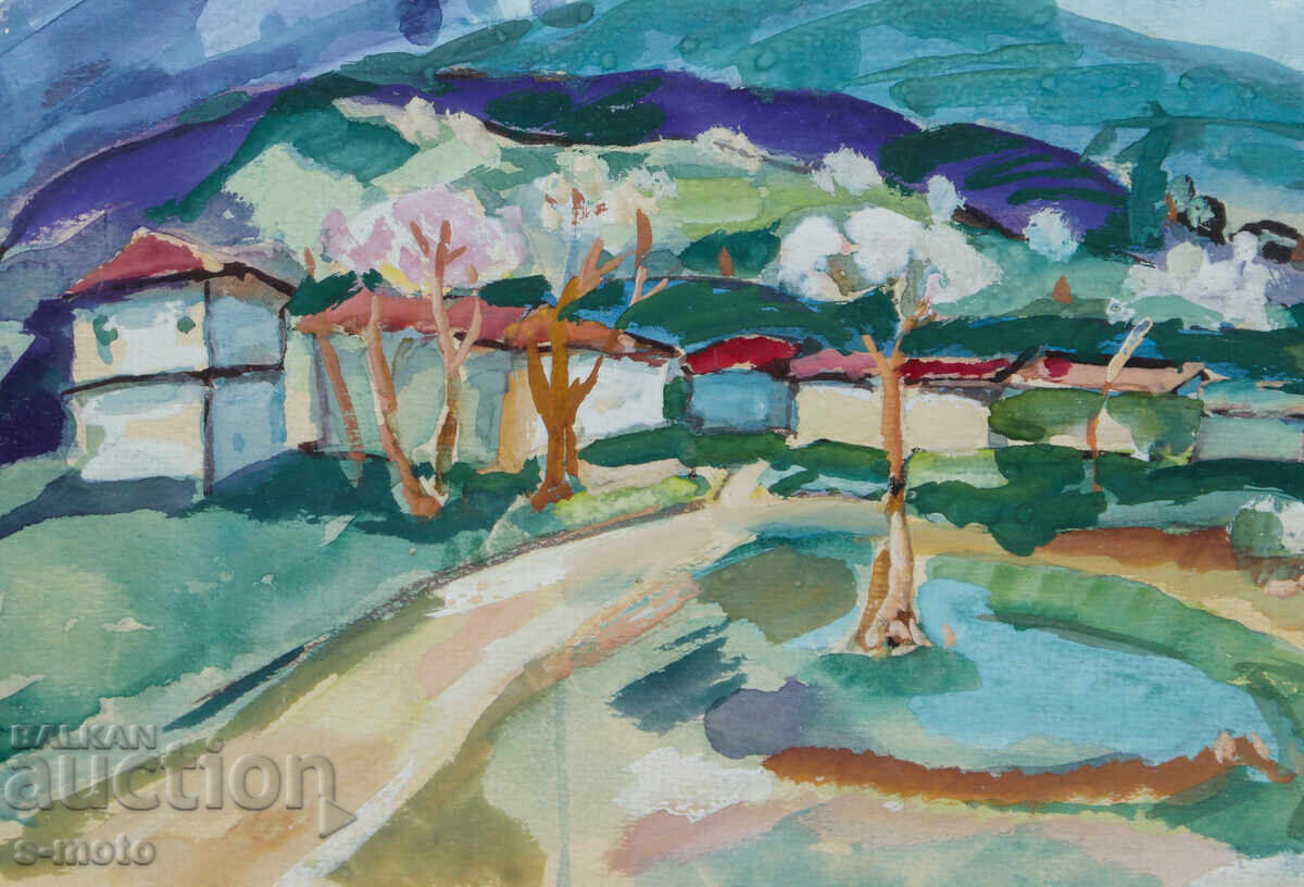 Old painting of a mountain landscape - 5