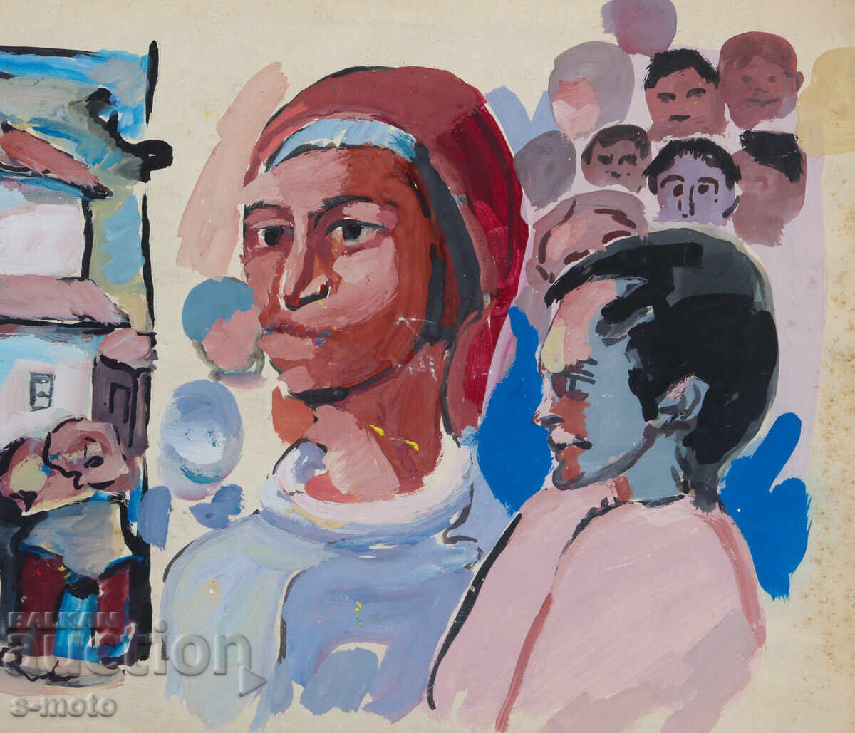 Tablou vechi compoziție figurativă portret - 5