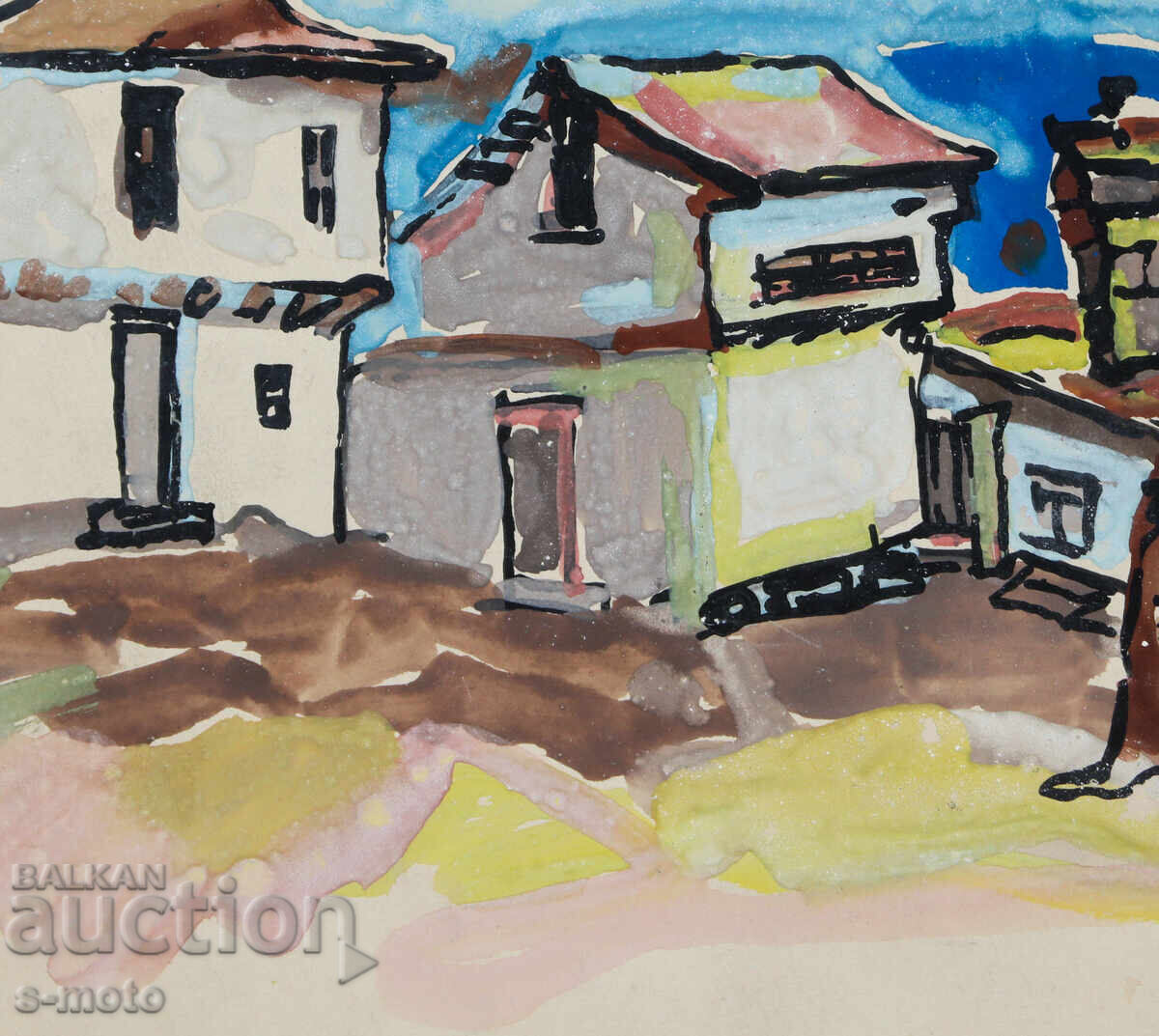 Licitație Pictură veche peisaj rural