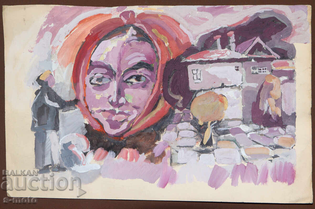 Tablou vechi compoziție figurativă portret cu preț 140.00 BGN | € 71.58