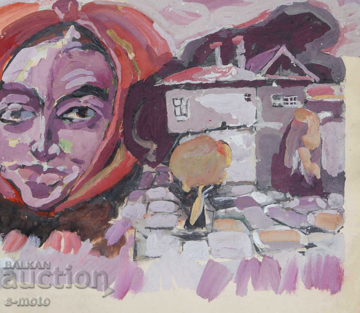 Tablou vechi compoziție figurativă portret - 5