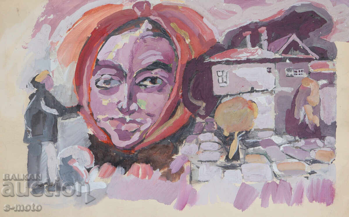 Tablou vechi compoziție figurativă portret