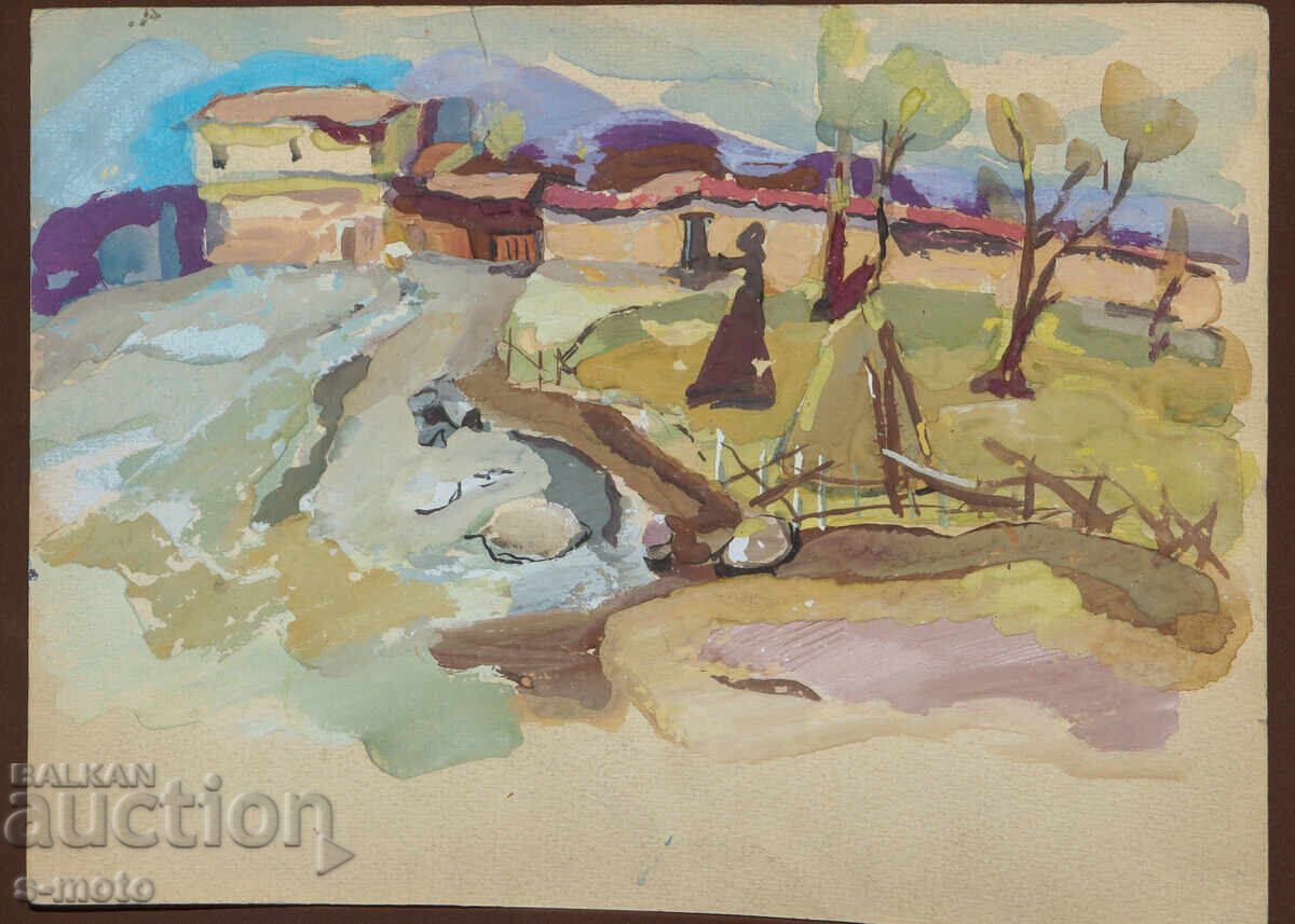 Παλιός πίνακας αγροτικού τοπίου με τιμή 140.00 BGN | € 71.58