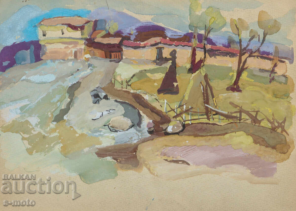 Δημοπρασία Παλιός πίνακας αγροτικού τοπίου