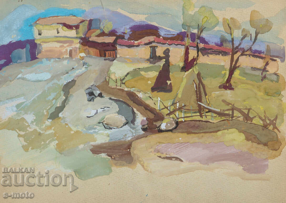 Παλιός πίνακας αγροτικού τοπίου