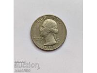 1/4 US dollar 25 cents 1986 American coin quarter