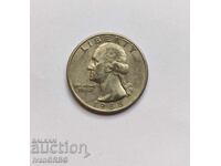 1/4 US dollar 25 cents 1988 American coin quarter